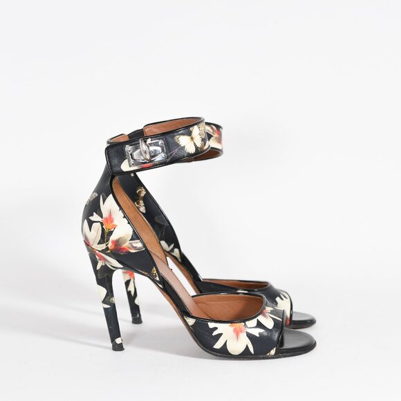 Givenchy Magnolia Moth Print Shark-Lock Sandals, Size 6-6.5 - Picture 2 of 14